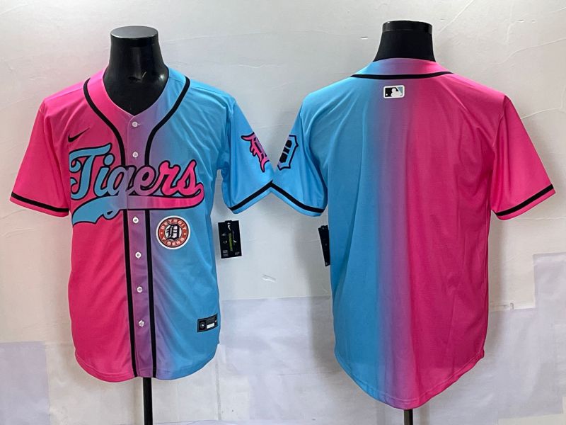 Men 2025 Detroit Tigers Blank Blue pink Game Nike MLB Jersey style 03->detroit tigers->MLB Jersey